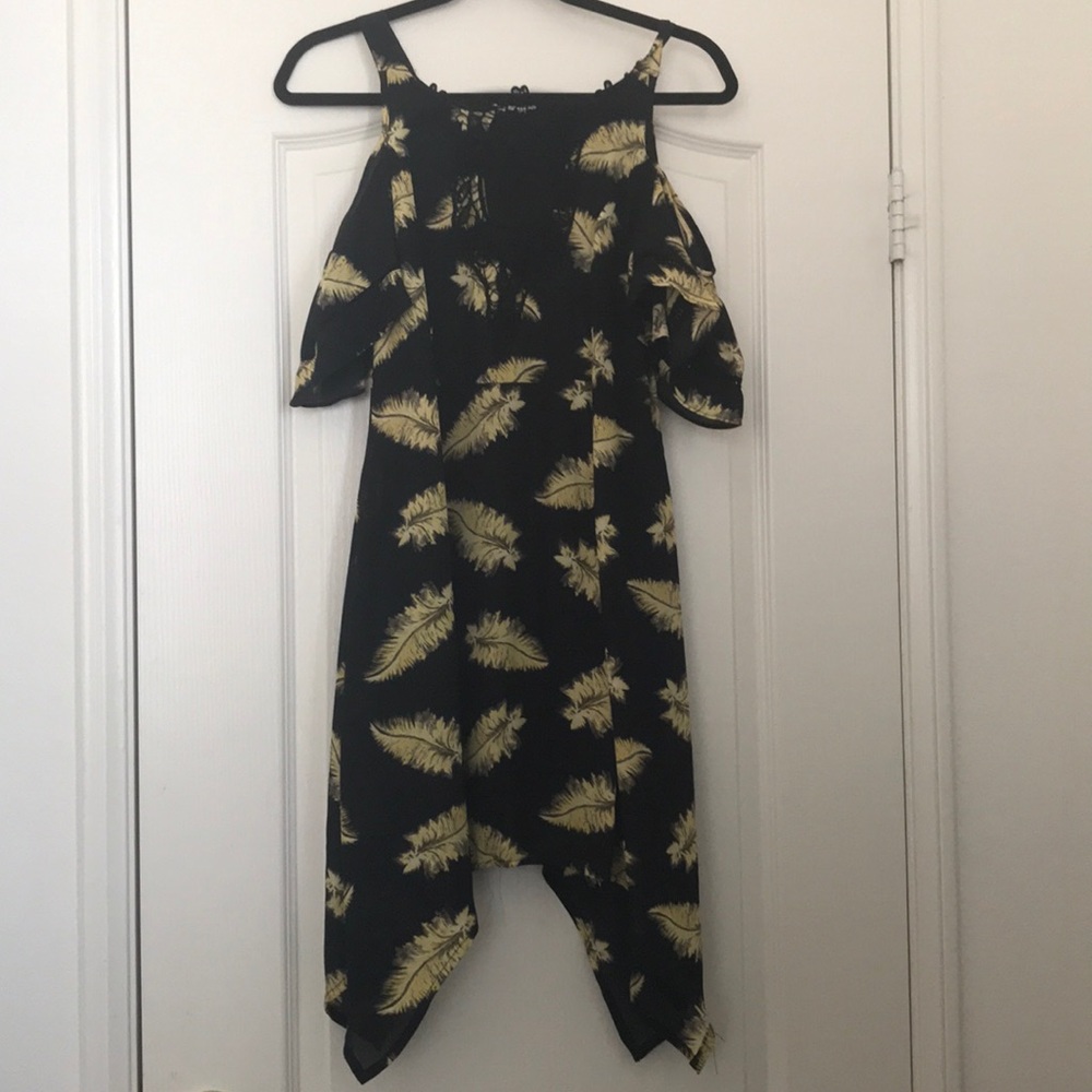 Black with gold feather dress